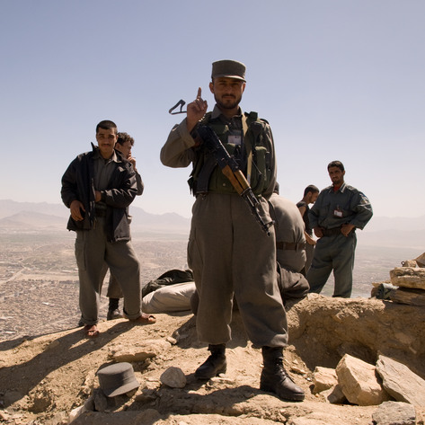 Afghan soldiers outside Kabul
