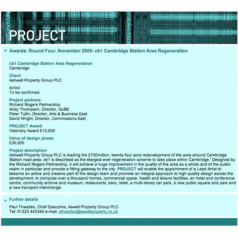 Web announcement of award by PASW